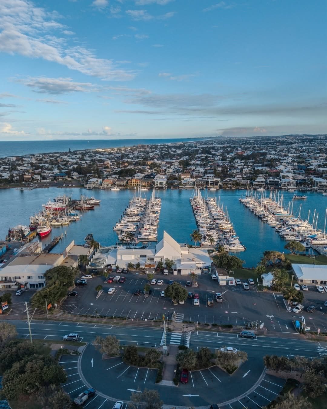 Aerial view of the Mooloolaba marina and Marina Mooloolaba venue
