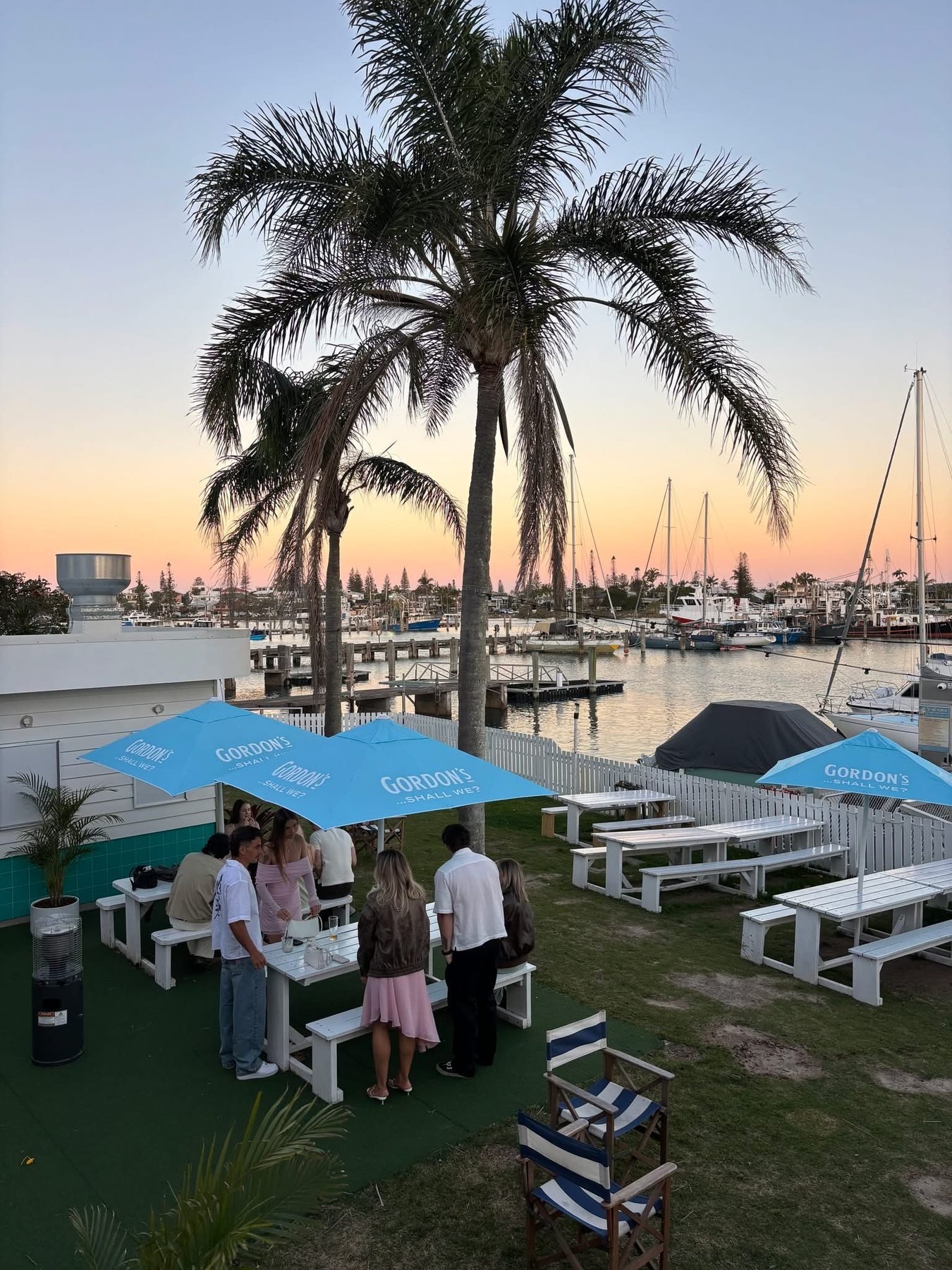 Sunset drinks in the Marina garden