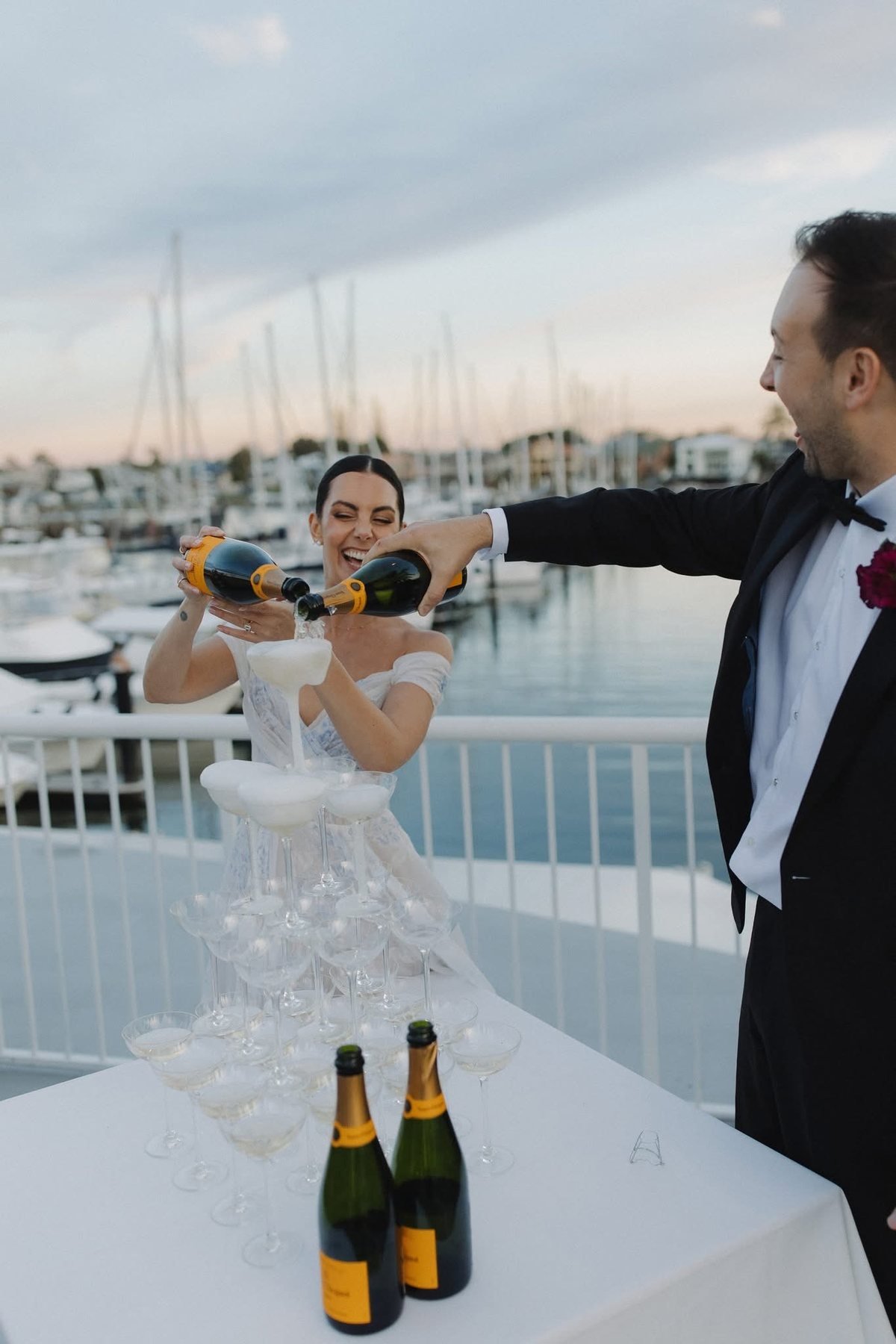 Champagne tower at a Marina Mooloolaba wedding
